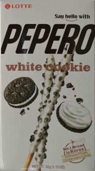 Pepero Gebäckstangen mit weißem Schokoladenüberzug und Keksstückchen - Lotte - 32 g