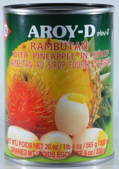 Rambutan mit Ananas in Sirup - Aroy-D - 565 g / 250 g ATG